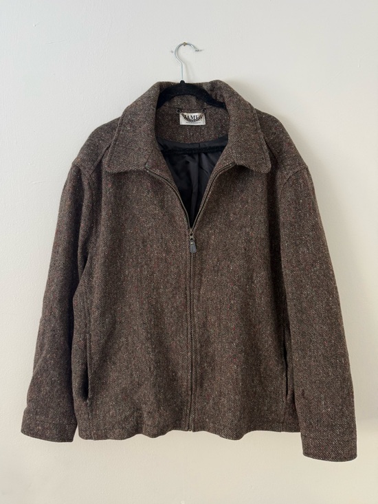Vintage Other - Vintage Peter James Men's XL Brown Wool Cashmere Zip-Up Jacket Sweater Luxury